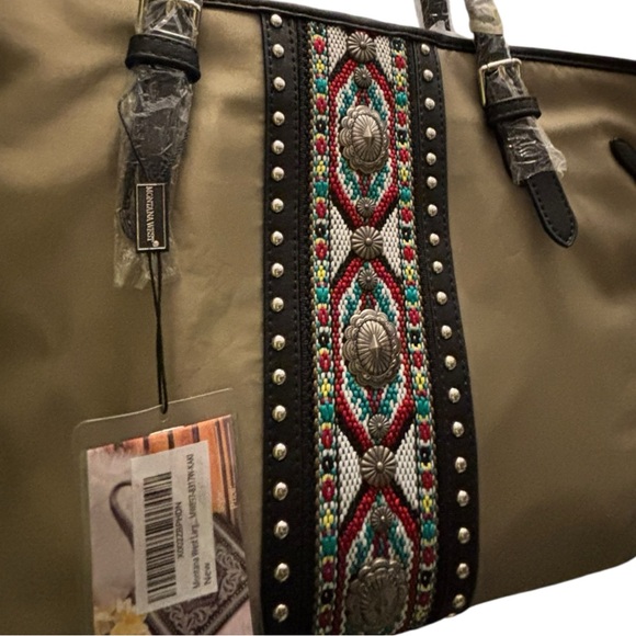 Montana West Khaki Aztec Concho Tote Bag with Matching Wallet NWT - Picture 3 of 13
